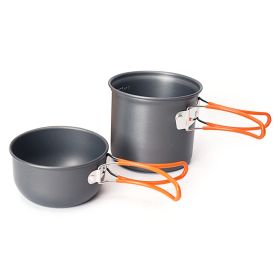 2 In 1 Outdoor Camping Cookware Picnic Portable Pot (Type: Camping Cookware, Color: Orange Handle)
