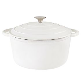 4.5 QT Enamel Dutch Ovens with Dual Handles (Color: White)