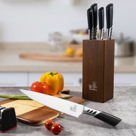 CHUSHIJI Knife Sets for Kitchen with Block and Sharpener (Color: Brown)