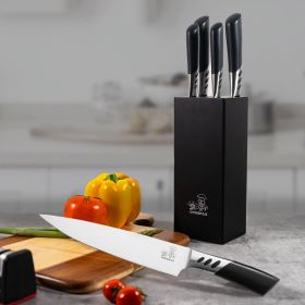CHUSHIJI Knife Sets for Kitchen with Block and Sharpener (Color: Black)
