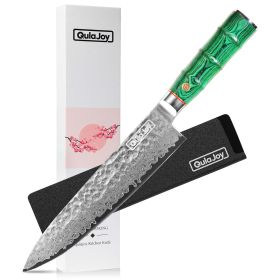 Qulajoy 8 Inch Japanese Chef Knife,67 Layers Damascus VG-10 Steel Core (size: Chef Knife Green)