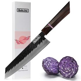 Qulajoy 8 Inch Japanese Chef Knife with Ebony Handle (size: Kiritsuke)