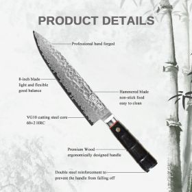 Qulajoy 8 Inch Japanese Chef Knife,67 Layers Damascus VG-10 Steel Core (size: Chef Knife Black)