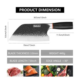 Qulajoy Meat Cleaver Knife - 7.3 Inch High Carbon Stainless Steel Butcher Knife (size: Meat Cleaver Knife)
