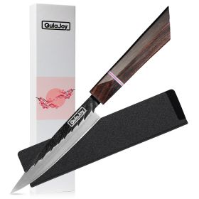 Qulajoy 8 Inch Japanese Chef Knife with Ebony Handle (size: Utility)