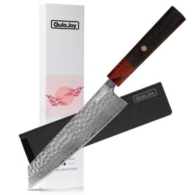 Qulajoy 8 Inch Chef Knife - Japanese Damascus VG-10 Super Steel Hammered (size: Kiritsuke)
