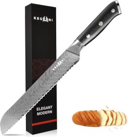 Kegani Meat Cleaver Knife 7 Inch (Color: Silver Knight Series, size: Bread Knife)