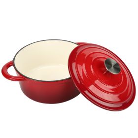 4.5 QT Enamel Dutch Ovens with Dual Handles (Color: Red)
