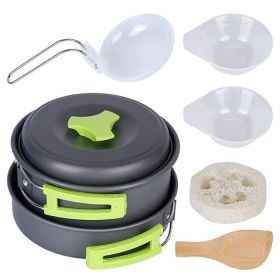 Outdoor Hiking Picnic Camping Cookware Set (Type: 9 Pcs, Color: Grey)
