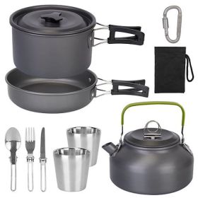 Outdoor Hiking Picnic Camping Cookware Set (Type: 12 Pcs, Color: Grey)