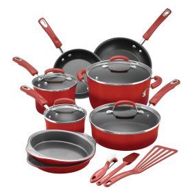 Nonstick pans 15-piece set (Color: Red)