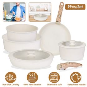 9Pcs Nonstick Cookware, Kitchen Pots and Pans Set (Color: as picture)