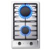 Gas Cooktop 12 Inch, Bulit-in Propane Stove 2 burner, Stainless Steel /Tempered Glass Gas Stove Top, 2 Burner Propane Cooktop