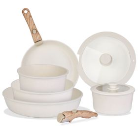 9Pcs Nonstick Cookware, Kitchen Pots and Pans Set (Color: White)