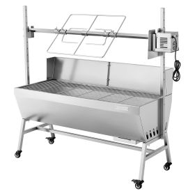 Rotisserie Grill, 38W BBQ Outdoor Pig & Lamb Spit Roaster, Charcoal Spit Roaster with 132 LBS Capacity, Wheels & 4-Level Height (Type: With Baffle, size: 46 inch)