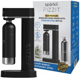 FIZZITâ„¢ SpÃ¤rklÃ¯ Carbonated Water Soda Maker with Stainless Steel Bottle â€“ Eco-Friendly, Dishwasher Bottles - Sparkling Water Maker (C02 Cylinder: nan, Color: Black)