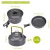 Outdoor set of pots and pans 2-3 people camping teapot cutlery set