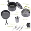 Outdoor set of pots and pans 2-3 people camping teapot cutlery set